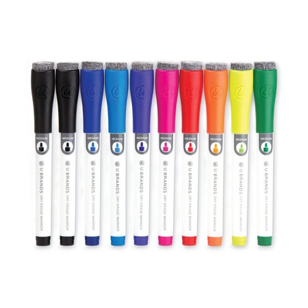U BRANDS Medium Point Dry Erase Markers, Medium Chisel Tip, Assorted Colors, 10PK 504U0624